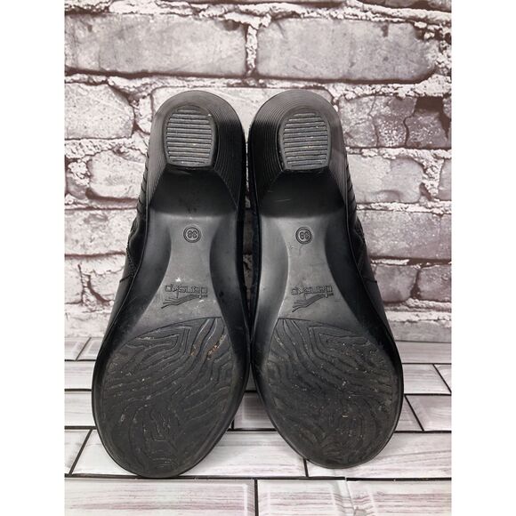 Dansko Black Leather Ankle Boots Block Heel Zip Heel Booties Women 38EU/7.5M US - Picture 8 of 16